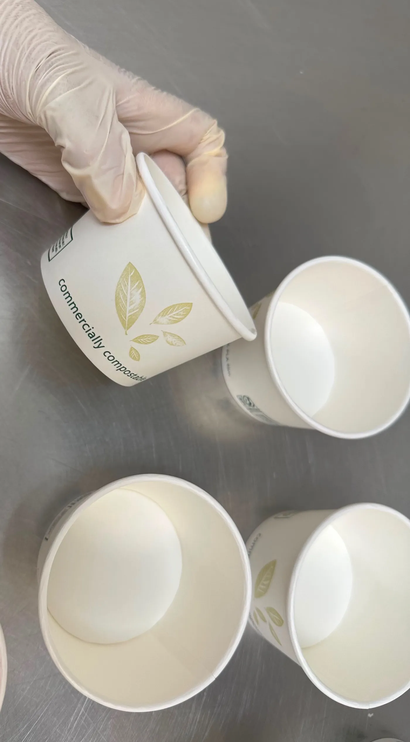 Commercially compostable cups in the Kooshi kitchen