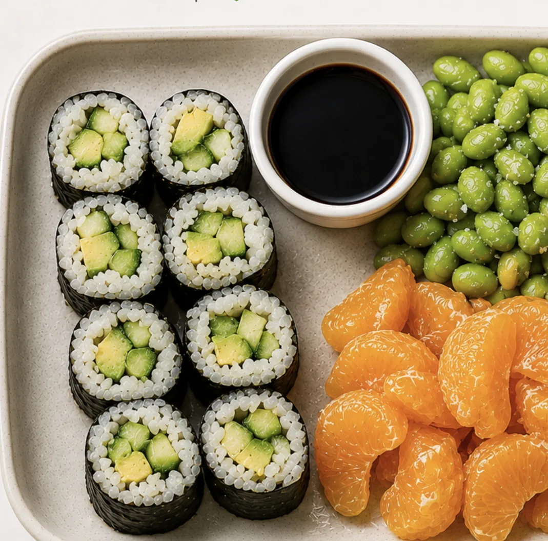 Cucumber avocado nori roll bento