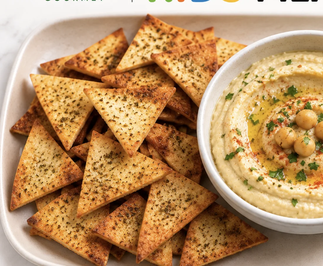 Pita chips with chickpea hummus