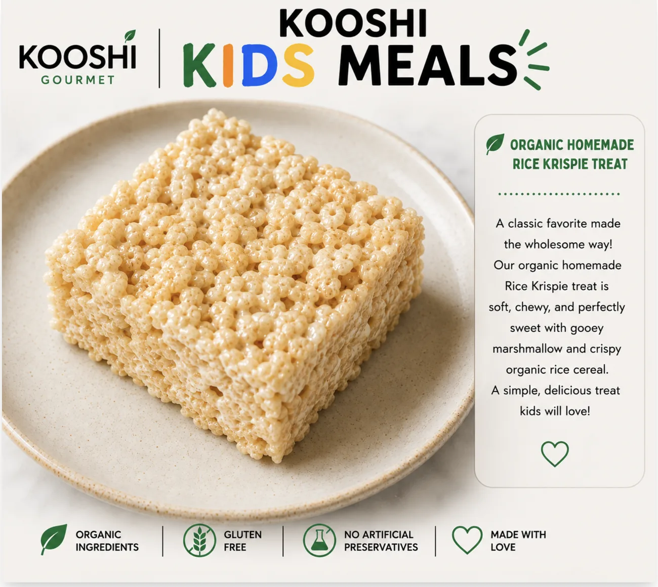 Organic homemade rice krispie treat